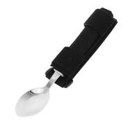 WHAMVOX Adaptive Elderly Feeding Cutlery with Stainless Steel Offset Spoon and Fabric Hand Cuff for Rehabilitation Training, Multifunctional Self-feeding Utensil for Seniors