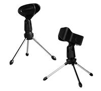 WHAMVOX Adjustable Microphone Stand 2Pcs Rotatable Tripod Holder for Broadcasting Conferences Lectures with Stable Placement Cushioned Clip