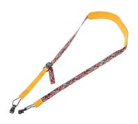 WHAMVOX Adjustable Yellow Ukulele Diagonal Strap for Adults Non-perforated Portable Cotton Carrying Strap Comfortable Design for Travel and Daily Use