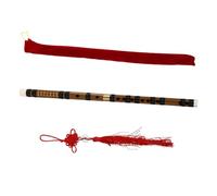 WHAMVOX Antique Style Bamboo Flute Professional Two-section Dizi in Random Accessories, Natural Wood Color Transverse Flute for Adult Beginners and Practicing Musicians