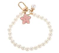 WHAMVOX Beaded Phone Charm Strap with Flower Design, Plastic and Metal Multi-purpose Hanging Accessories for Women, Stylish Purse Keychain and Mobile Bag Charm Decoration