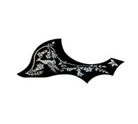 WHAMVOX Black Wing Shaped Pickguard for Acoustic Guitar, Self-adhesive Pvc Pick Guard Colorful Flower and Bird Pattern, Acoustic Guitar Scratch Protector