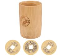 WHAMVOX Chinese Divination Game Pot with Mini Bamboo Bucket and Copper Coins Wear-resistant Fortune Telling Prop for Interactive Divination and Feng Shui Measurement Compact Gift for