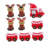 WHAMVOX Christmas Train and Resin Sitting Deer Figurine Set Holiday Micro Landscape Decoration for Table Tree Hanging Desktop and Window Sill Display
