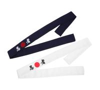 WHAMVOX Cotton Japanese Chef Headbands Ninja Print 2Pcs 39X2 Inches Breathable Band for Cooking Kitchen and Sushi Chef Costume White Blue