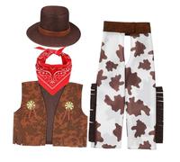 WHAMVOX Cowboy Costume with Hat Vest and Trousers Halloween Outfit for Boys Wild West Fancy Dress for Cosplay Parties and Role Play Fun