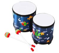 WHAMVOX Cute Printed Drums for Early Education Hand Drum Percussion Wooden Music Instrument Adult Rhythm Stick Marine Design