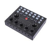 WHAMVOX Dj Mixer Sound Card with LED Effects Electronic Tone Adjustments for Karaoke and Live Broadcast Compatible with Phone and Gaming Devices