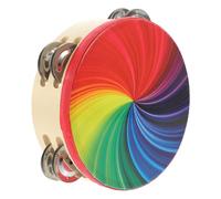WHAMVOX Double Row Rainbow Tambourine Handheld Percussion Handbell for Music Education Party Props and Dancing Fun