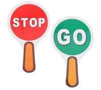 WHAMVOX Double-Sided Handheld Sign Paddle Waterproof Lightweight Tool with Red Stop and Green Go for Classroom Teaching and Kids Safety