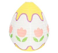 WHAMVOX Easter Paper Lantern Egg Shape Decorative Hanging Lantern Festival Party Decoration Props for Shopping Mall and Home Scene Layout Yellow Floral Design