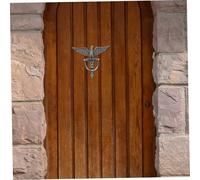 WHAMVOX European Style Antique Eagle Head Zinc Alloy Door Knocker with Peephole Solid Front Door Security Accessory for Hotels and Homes Easy Installation Rustic Decorative Pendant