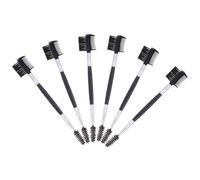 WHAMVOX eyebrow brush shaper eyelash comb 6pcs black wood spoolies dual double head for natural brow shaping and fine hair cleaning