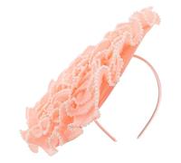 WHAMVOX Fascinator Hat Flower Headband, Pink Polyester Pearl Flower Design, Lightweight Hair Accessory for Women, Church and Everyday Attire