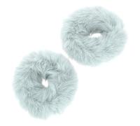 WHAMVOX Fuzzy Hair Rings 2pcs Green Elastic Rope Ponytail Holders Soft Fluff Hair Bands Comfortable for Daily Use by Women