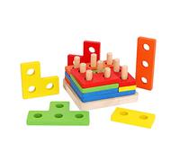 WHAMVOX Geometric Wooden Matching Block Puzzle Toys for Year Old Boys Boy Girl Busy Board Stack Sort Game