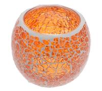 WHAMVOX Glass Candle Holder Decor with Orange Mosaic Pattern, Artistic and Romantic Candle Stand for Home Decoration and Table Centrepiece, Unique Glass Candleholder for Wedding and Dining