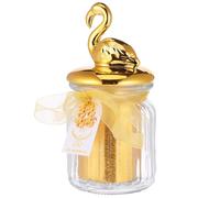 WHAMVOX Glass Candy Box with Flamingo Ceramic Lid and Gold Overgild Seal, Glass Candy Bottle for Wedding and Party Favors, Decorative Storage Jar for Sweets and Snacks
