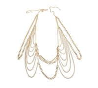WHAMVOX Golden Multi Layered Tassel Metal Shoulder Chain Jewelry for Women, Aluminum Material with Resisting Fading and Deformation, for Party and Festive Celebrations