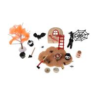 WHAMVOX Halloween Decoration Set Dollhouse Ornaments Haunted House Decorations Halloween Village Crafts Wood