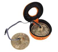 WHAMVOX Handmade Brass Meditation Cymbals with Storage Bag Tibetan Yoga Bell for Mindfulness and Spiritual Practice Eight Auspicious Symbols Design