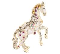 WHAMVOX Horse Accessory, Rhinestones in Brooch Enamel Pin Elegant Vintage Palace Style White for Classic Retro Charm for 2026 New Year Suitable Gifting and Social Gatherings
