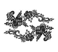 WHAMVOX Lace Appliqué Clothes Patch, Lace Decoration, Polyester Yarn, Black, Easy-to-sew, for Wedding Dresses and Fashion Shows, DIY Enthusiasts and Professional Designers
