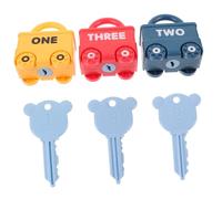 WHAMVOX Lock and Key Toys for Toddlers Ages 1-3, Educational Preschool Matching Set 3 Pieces (random Color School Bus, Police Car, Train), Fine Motor Skills Development, Travel Busy Toy