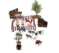 WHAMVOX Mini Farm Scene Model Hand-painted Farm Animal Figures DIY Accessories Educational for Birthday Cake Toppers Creative Farmhouse Play