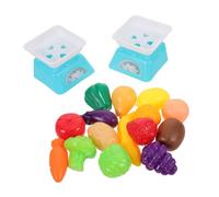 WHAMVOX Mini Kitchen Play Food Set with Mini Weighing Scale Realistic Artificial Fruits Vegetables for Pretend Cooking Educational Role Play and Social Skills Development