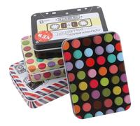 WHAMVOX Mini Rectangular Tin Card Holder Set 4pcs with Hinged Metal Lids, Portable Storage Boxes for Jewelry and Travel Organization