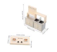 WHAMVOX Miniature Dollhouse Kitchen Stove for Plastic Pretend Play Cooking Accessories with Gas Cooker Frying Pan and Flat Pan Safe Compact Roleplay Addition for Play Kitchens