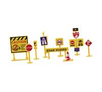 WHAMVOX Miniature Traffic Barricades Road Sign for Early Education Plastic Construction Scene Accessories Bright Colored Model for Interactive Play and Learning