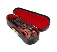 WHAMVOX Miniature Violin Model Tiny Wood Violin Ornament Bow Stand and Case Realistic Desktop Decor Home Decoration Photo Prop 8cm