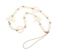 WHAMVOX Mobile Phone Wrist Strap Chain with Love Heart and Star Beads Stylish Phone Lanyard Wrist Strap and Anti-lost Use White