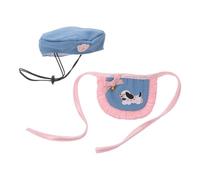 WHAMVOX Pet Princess Costume with Denim Lace Bib and Embroidered Hat for Small Dogs and Cats, Stylish Denim Appeal with Butterfly Bows, for Pet Birthday Party and Festive Events