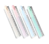 WHAMVOX Plastic Folding Ruler Set Portable Size 30cm 4pcs for Students, Multifunctional Geometric Drawing Tools with Straight, Square, Triangle, Circle, Arrow, Heart, and Star Shapes