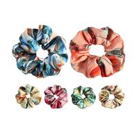 WHAMVOX Ponytail Holder Assortment 6pcs Set Tropical Floral 3D Print Elastic Hair Scrunchies for Women Travel and Party