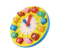 WHAMVOX Preschool Shape Number Clock Educational Wooden Puzzle Teaching Aid for Cognitive Learning Enhances Hand-eye Coordination and Logical Thinking Skills Safe Smooth Surface