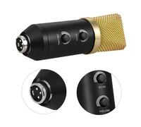 WHAMVOX Professional Condenser Microphone with Reverberation Echo Function Golden Includes Adjustable Stand for Studio Recording and Broadcasting