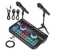 WHAMVOX Professional Podcast Microphone Bundle with Live Broadcast Sound Card and Dj Mixer Clear Audio Recording Studio Equipment for Streaming Gaming and Music Production User-friendly