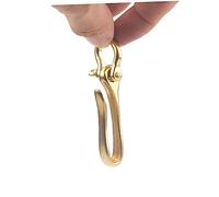 WHAMVOX Pure Brass U-Shaped Horseshoe Buckle Keychain Solid Brass Belt Hook Compact Key Fob Ring for DIY Bag Strap Accessories