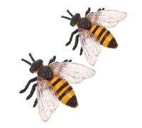 WHAMVOX Realistic Honey Bee Figurine Insect Model for Kids Educational Science Toy Small Plastic Bee Figures 2pcs Set for Early Learning Garden Display
