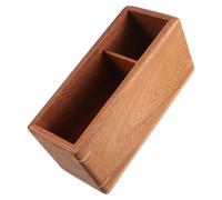WHAMVOX Rectangular Wooden Storage Box with 2 Slots for Desk Accessories | Brown Wood Finish, Open Design, 7.9x3.8x3.2 Inches, Modern Vintage Style