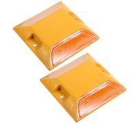 WHAMVOX Reflective Road Markers Sturdy Safety Barrier Studs 2pcs Plastic Driveway Marker Yellow Colour to Guide Vehicles and Pedestrians for Parking Lots and Walkway