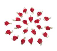 WHAMVOX Ribbon Appliques Mini Rose Buds with Green Leaves 150pcs Satin Cute Tiny Fabric Flower Embellishment that Resists Wrinkling for DIY Sewing and ’s Craft Projects