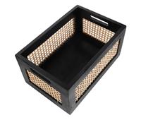 WHAMVOX Rustic Wood Basket with Handles Small Wooden Storage Crate for Desk Organization Vintage Display Box for Pantry Bathroom Bookshelf Farmhouse Decor and Multi-purpose Storage