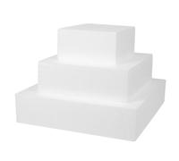 WHAMVOX Square Cake Dummy Set 3Pcs White Foams Easy to Cover Lightweight for Baking Practice and Wedding Display Scenes