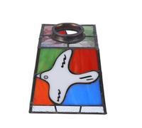 WHAMVOX Vintage French Dove Stained Glass Lamp Shade Replacement Aperture Multicolored Hand Blown Glass Cover for Table Floor Desk Bathroom Wall Light Peace Symbol Decor