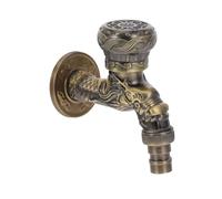 WHAMVOX Vintage Wall Mounted Dragon Design Brass Basin Tap Antifreeze Single Hole Faucet for Bathroom Kitchen Outdoor Garden Use